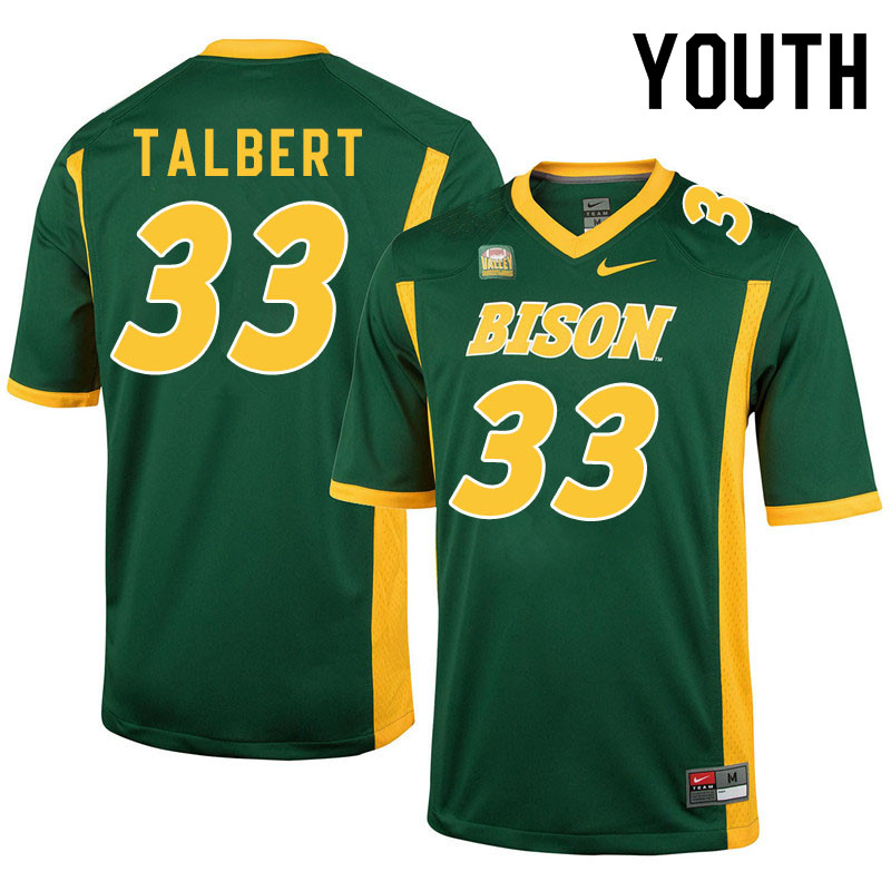 Youth #33 Destin Talbert North Dakota State Bison College Football Jerseys Sale-Green - Click Image to Close
